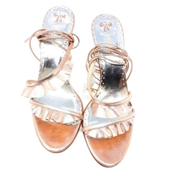 BcbgMaxAzria Rose Gold Ruffle Sandals 37.5 - Picture 3 of 8